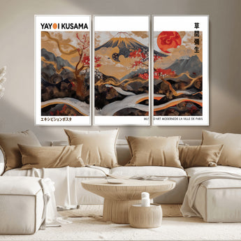 85375874-MGV-CV-36X24-Mount Fuji Abstract Wall Art – Japanese Landscape Canvas Print, Cherry Blossom & Red Sun Painting, Elegant Modern Zen Asian Home