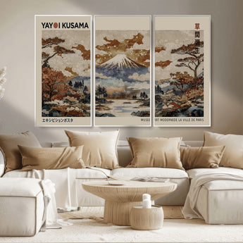 11778299-MGV-FC-48X32-3P_White-Japanese Landscape Wall Art – Mount Fuji Canvas Print, Asian Inspired Nature Decor for Living Room, Bedroom, Office or Studio
