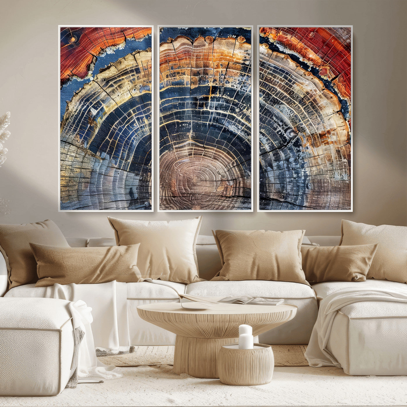 38987581-MGV-CV-36X24-Tree Ring Art Wall Art Canvas Print, Framed Rustic Wall Decor Art Picture Print, Nature Grain Print Perfect Modern Rustic Decor