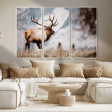 70489411-MGV-CV-36X24-Elk Photography Wall Art Canvas Print, Framed Mountain Wildlife Art Picture Print, Rustic Nature Decor Perfect Rustic Lodge Decor
