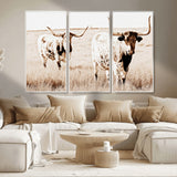 39672786-MGV-CV-36X24-Rustic Cow Scene Wall Art Canvas Print, Framed Farmhouse Style Cattle Art Picture Print, Prairie Animal Duo Perfect Rustic Western