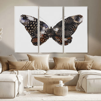 99831147-MGV-CV-36X24-Spotted Butterfly Wall Art Canvas Print, Framed Neutral Insect Theme Art Picture Print, Earthy Wing Pattern Perfect Modern Rustic