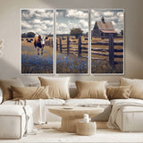 22296025-MGV-CV-36X24-Texas Longhorn Canvas Wall Art Canvas Print, Framed Rustic Barn Wall Art Art Picture Print, Farmhouse Cow Decor Perfect Rustic