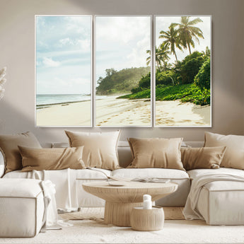 42984524-MGV-FC-48X32-3P_White-Relaxing Beach Wall Art Canvas Print, Framed Ocean View Art Picture Print, Coastal Serenity Perfect Tropical Coastal Decor Artwork