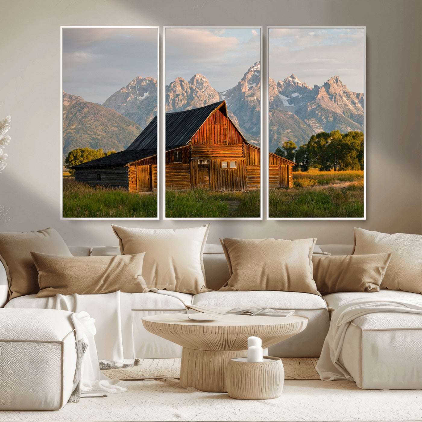 31771014-MGV-CV-36X24-Rustic Barn Wall Art Canvas Print, Framed Western Landscape Art Picture Print, Farmhouse Style Perfect Rustic Farmhouse Decor