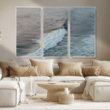 23077324-MGV-CV-36X24-Ocean Waves Wall Art Canvas Print, Framed Coastal Serenity Art Picture Print, Surf Aesthetic Perfect Modern Coastal Decor Artwork