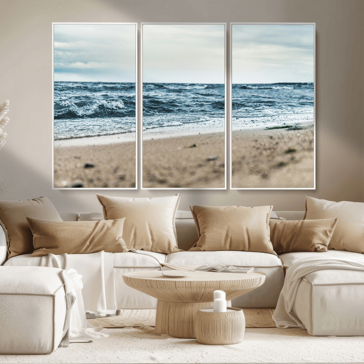 81812590-MGV-CV-36X24-Ocean Wall Art Wall Art Canvas Print, Framed Coastal Canvas Art Picture Print, Moody Seascape Perfect Coastal Minimalist Decor