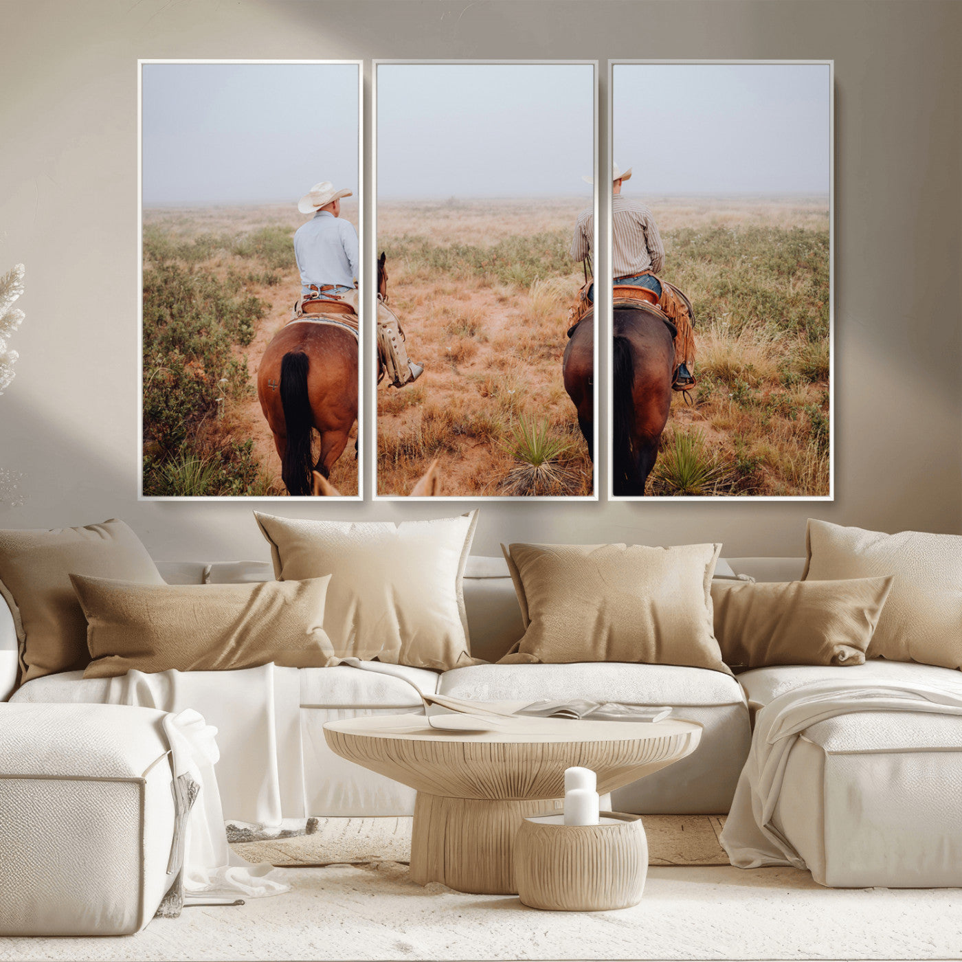 54943176-MGV-CV-36X24-Cowboy Wall Art Wall Art Canvas Print, Framed Western Canvas Art Picture Print, Rustic Ranch Scene Perfect Rustic Western Decor