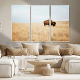 61392510-MGV-CV-36X24-Buffalo Wall Art Wall Art Canvas Print, Framed Western Wildlife Decor Art Picture Print, Rustic Farmhouse Art Perfect Rustic