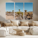 35156165-MGV-FC-48X32-3P_White-Joshua Tree Wall Art Canvas Print, Framed Desert Landscape Art Picture Print, Warm Earth Tones Perfect Southwestern Minimalist