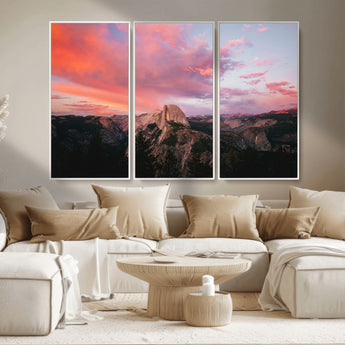 32786115-MGV-CV-36X24-Half Dome Wall Art Canvas Print, Framed Yosemite National Park Art Picture Print, Dramatic Sunset Perfect Adventurous Wilderness