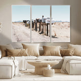 54616109-MGV-CV-36X24-Desert Mailboxes Wall Art – Rustic Rural Roadside Photography Canvas Print, American Southwest Landscape Home Decor for Living