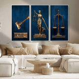 91629053-MGV-CV-36X24-Lady Justice Wall Art – Golden Gavel and Scales Canvas Print, Elegant Legal Office Decor for Lawyers, Judges, Courtroom or Study