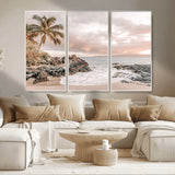 14214613-MGV-CV-36X24-Tropical Beach Wall Art – Palm Tree and Ocean Sunset Canvas Print, Relaxing Coastal Landscape Decor for Living Room, Bedroom, or