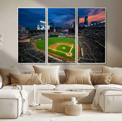 68222753-MGV-CV-36X24-Baseball Stadium Wall Art – Panoramic Night Game Canvas Print, Sports Decor for Man Cave, Office, Bar, or Living Room