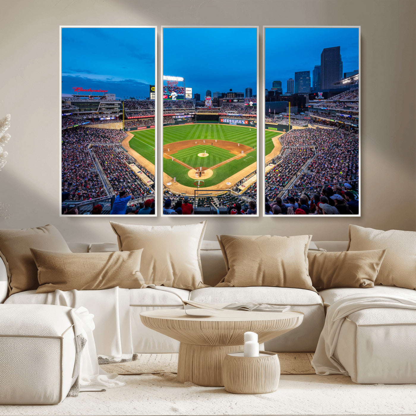 77273035-MGV-CV-36X24-Baseball Stadium Wall Art – Panoramic Evening Game Canvas Print, Sports Fan Decor for Man Cave, Office, Bar, or Living Room