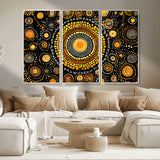 45478523-MGV-CV-36X24-Abstract Circle Wall Art – Bold Black and Gold Dot Painting Canvas Print, Modern Geometric Mandala Style Decor for Living Room or