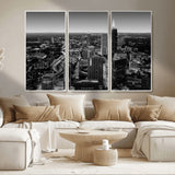 46578567-MGV-CV-36X24-Atlanta Skyline Wall Art – Black and White Cityscape Canvas Print, Modern Urban Night Decor for Office, Living Room, or Apartment