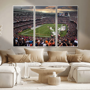 87578930-MGV-CV-36X24-Soldier Field Wall Art – Chicago Bears Football Stadium Sunset Canvas Print, Game Day Sports Decor for Man Cave, Bar, Office, or