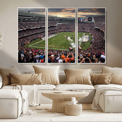 87578930-MGV-CV-36X24-Soldier Field Wall Art – Chicago Bears Football Stadium Sunset Canvas Print, Game Day Sports Decor for Man Cave, Bar, Office, or