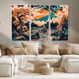 21638941-MGV-FC-48X32-3P_White-Japanese Landscape Wall Art – Mount Fuji and Flowing River Ukiyo-e Style Canvas Print, Traditional Japan Inspired Artwork for