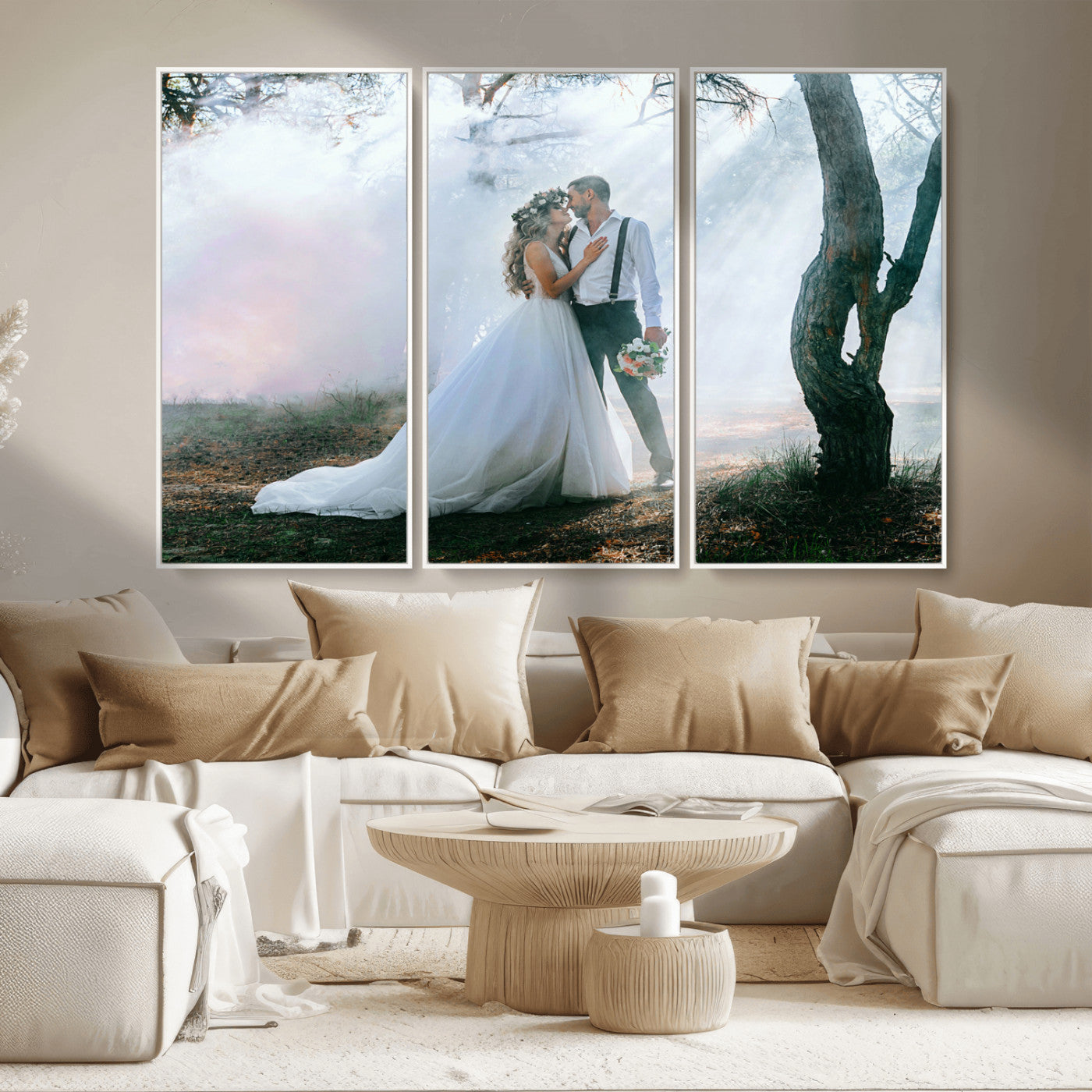 CSTM913-MGV-CV-36X24-Framed Wedding Canvas Print - Custom Wall Art Keepsake for Couples, Elegant Home Decoration Gift, Create Your Own Photo Canvas