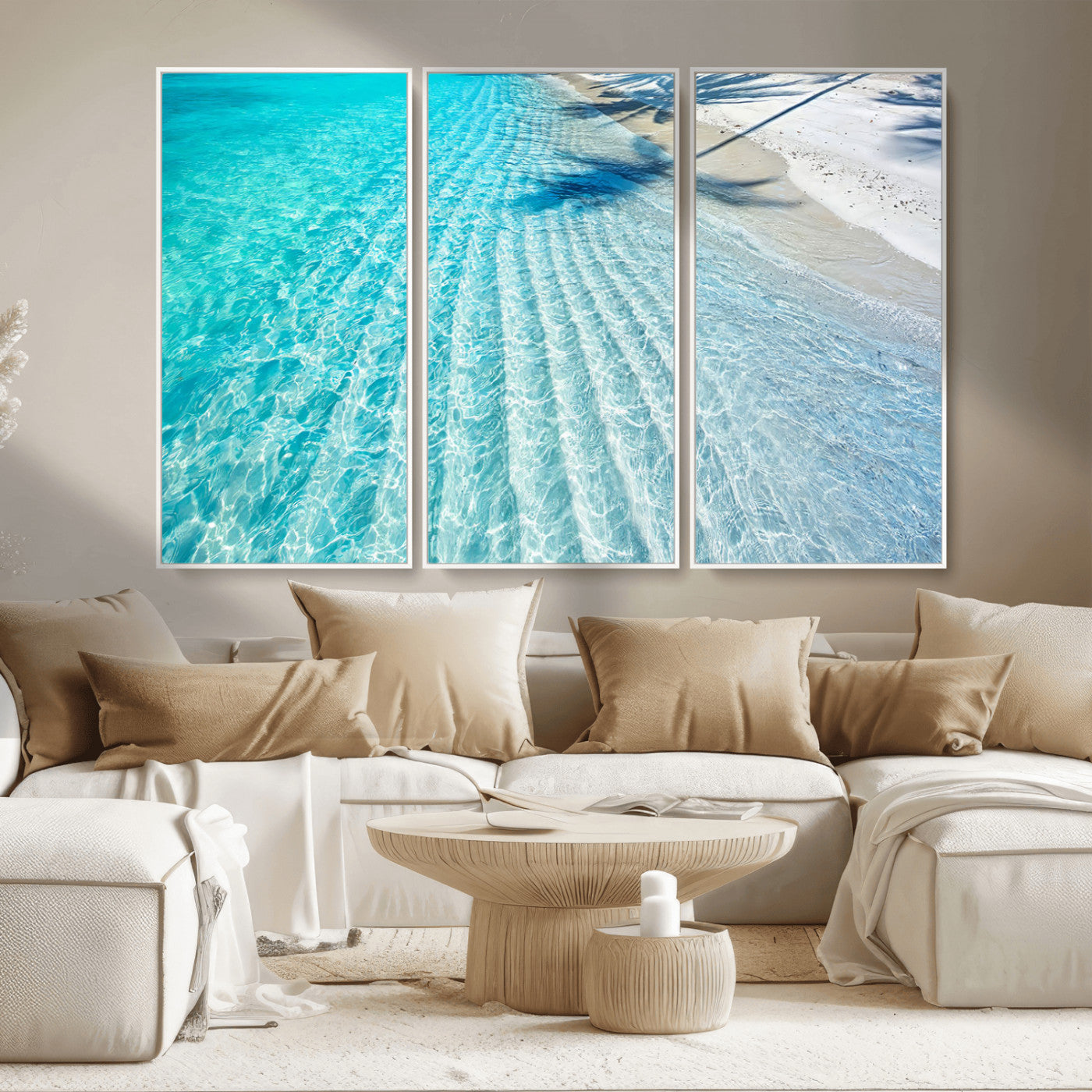 68127042-MGV-CV-36X24-Beach Wall Art – Tropical Ocean Canvas Print, Clear Water and White Sand Photography Decor for Bedroom, Living Room, Office,