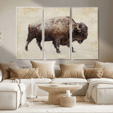 54810031-MGV-CV-36X24-Western Wall Art – Snow Covered Bison Canvas Print, Rustic Wildlife Photography Decor for Bedroom, Living Room, Office, Lodge,
