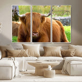 68411138-MGV-CV-36X24-Farmhouse Wall Art – Highland Cow Canvas Print, Rustic Country Cattle Photography Decor for Bedroom, Living Room, Office, Ranch,