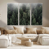 84059409-MGV-CV-36X24-Forest Wall Art – Misty Evergreen Trees Canvas Print, Tranquil Nature Photography Decor for Bedroom, Living Room, Office, Cabin or