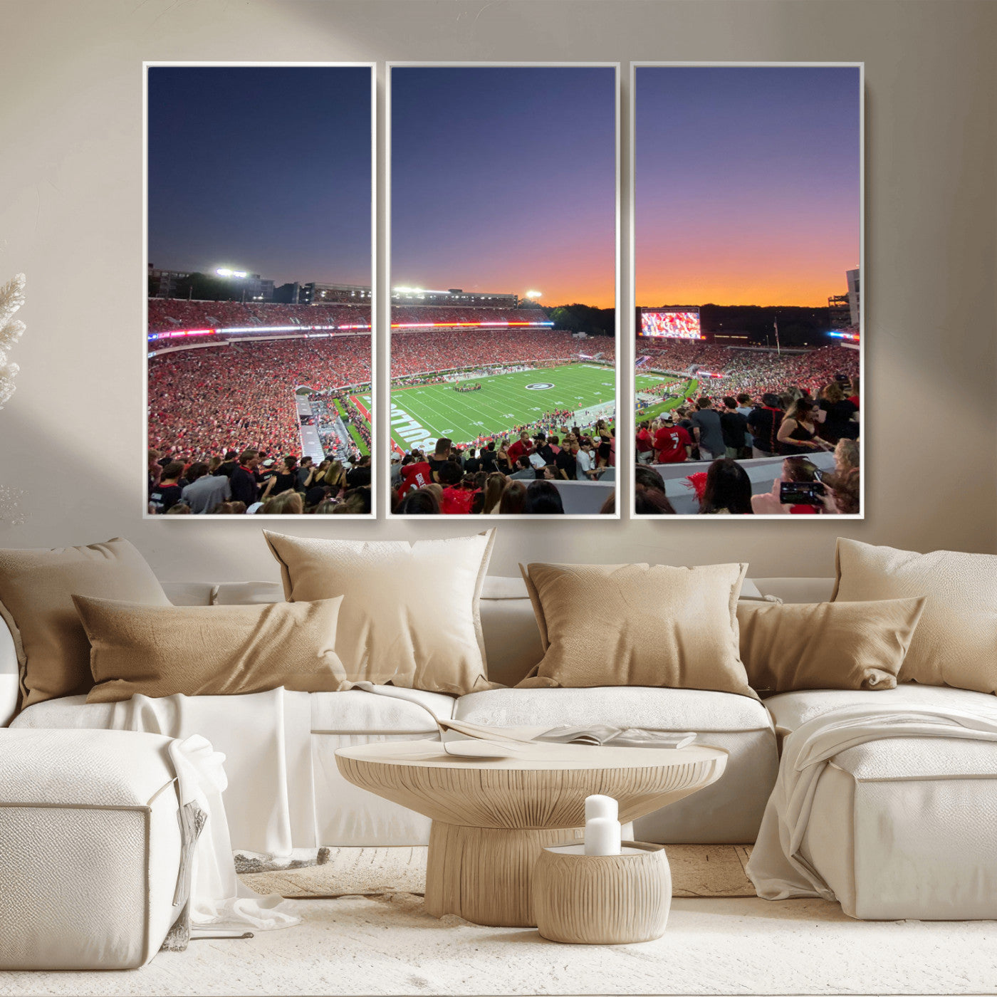 25139565-MGV-CV-36X24-Sanford Stadium Wall Art – Georgia Bulldogs Football Sunset Panorama Canvas Print, College Game Day Decor for Man Cave, Bar, or