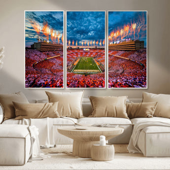 94266219-MGV-CV-36X24-Neyland Stadium Wall Art – Tennessee Volunteers Checkerboard Game Day Canvas Print, College Football Fireworks Decor for Man Cave