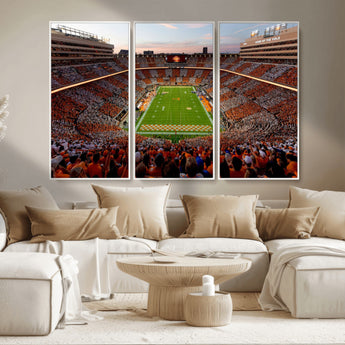 37160229-MGV-CV-36X24-Tennessee Volunteers Wall Art – Neyland Stadium Sunset Checkerboard Game Canvas Print, Vols Football Panorama Sports Decor