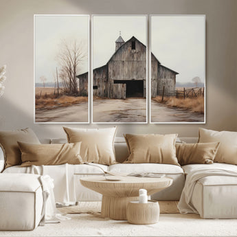 90499-MGV-CV-36X24-Old Barn Wall Art Canvas Print, Framed Rustic Barn Art Picture Print, Abandoned Farm Perfect Rustic Farmhouse Decor Artwork