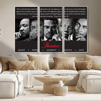 45112-MGV-CV-36X24-Black Icons Wall Art Canvas Print, Framed Thinker Art Picture Print, Motivational Quote Perfect Cultural Modern Decor Artwork