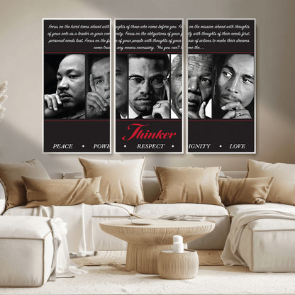 45112-MGV-CV-36X24-Black Icons Wall Art Canvas Print, Framed Thinker Art Picture Print, Motivational Quote Perfect Cultural Modern Decor Artwork