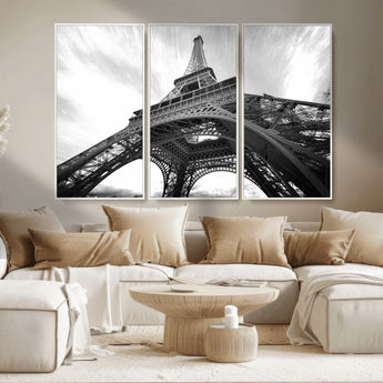 40006-MGV-CV-36X24-Eiffel Tower Wall Art – Black and White Architectural Photo Print, Paris Inspired Decor for Bedroom, Office, Studio or Modern