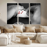 62460-MGV-CV-36X24-Poker Game Wall Art – Close Up of Hands Holding Aces with Chips, Casino Style Decor for Game Room, Man Cave or Office