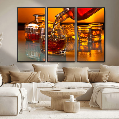 18250-MGV-CV-36X24-Whiskey Pour Wall Art – Captivating Whiskey Splash Canvas Print, Elegant Bar or Home Lounge Decor for Office, Man Cave or Living