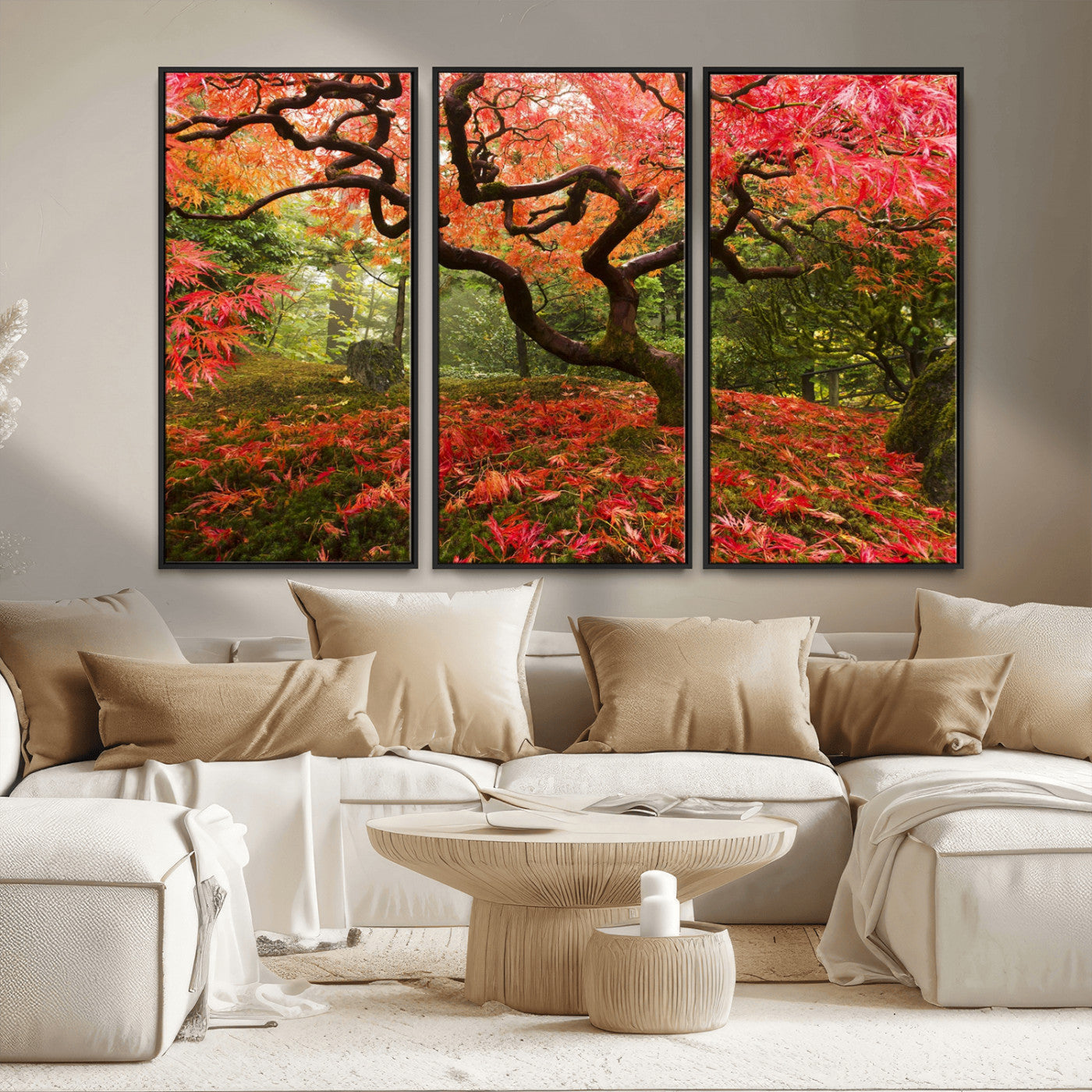 73343-MGV-CV-36X24-Autumn Maple Wall Art – Panoramic Vibrant Red Maple Tree Canvas Print, Seasonal Nature Decor for Office, Living Room or Garden