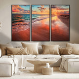 77723-MGV-CV-36X24-Sunset Beach Wall Art – Vibrant Ocean Canvas Print, Coastal Landscape Decor for Living Room, Bedroom or Office, Relaxing Tropical