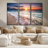 99906-MGV-CV-36X24-Morning Tide Canvas Print – Soft Sunrise Ocean Waves Wall Art, Coastal Serenity Decor for Home & Office
