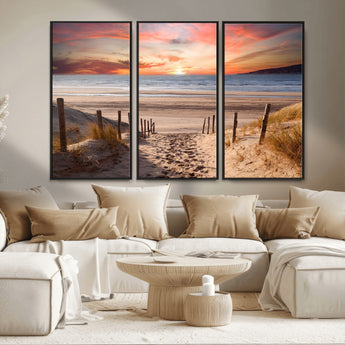 78111-MGV-CV-36X24-Sunset Pathway Wall Art – Panoramic Coastal Canvas Print, Tranquil Beach Decor for Living Room, Office or Bedroom