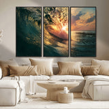 55359-MGV-CV-36X24-Radiant Ocean Wave Wall Art – Panoramic Surf Canvas Print, Vibrant Sunset Beach Decor for Home, Office or Man Cave