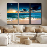 88985-MGV-CV-36X24-Ocean Sunset Wall Art – Tranquil Beach Waves Canvas Print, Coastal Seascape Decor for Living Room or Office