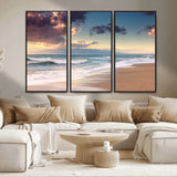 42253-MGV-CV-36X24-Serene Beach Waves Wall Art – Tranquil Ocean Horizon Canvas Print, Coastal Seascape Decor for Living Room or Office Wall