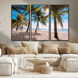 98175-MGV-CV-36X24-Tropical Palm Beach Wall Art – Relaxing Ocean Shore Canvas Print with Palm Trees, Coastal Summer Decor for Living Room, Bedroom or