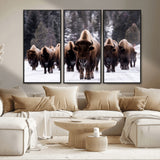 66871-MGV-CV-36X24-Bison Herd Wall Art – Wildlife Buffalo Canvas Print, Rustic Western Nature Photography Decor for Living Room, Office, Cabin, or