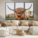 64824-MGV-CV-36X24-Highland Cow Wall Art – Rustic Scottish Bull Canvas Print, Farmhouse Animal Decor for Living Room, Bedroom, Office or Cabin