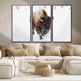 19889-MGV-CV-36X24-Snow Bison Wall Art – Majestic Buffalo Winter Landscape Canvas Print, Rustic Wildlife Photography Decor for Cabin, Lodge, Living